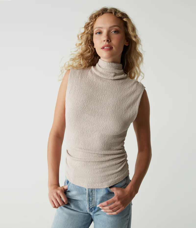 Campbell Ruched Mock Neck Tee