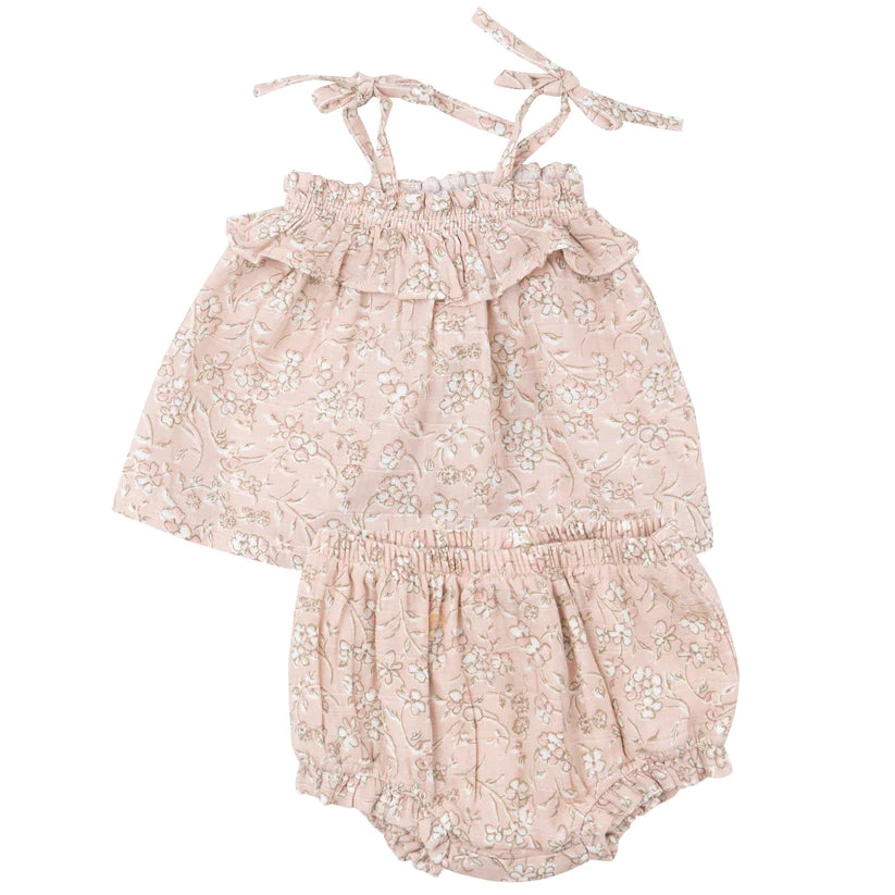 Baby's Breathe Floral Ruffle Top & Bloomer