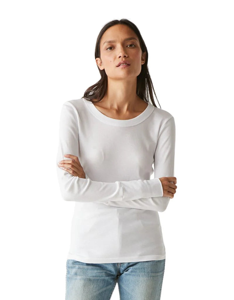 Kelso Long Sleeve Crew Neck Tee - White (One Size)