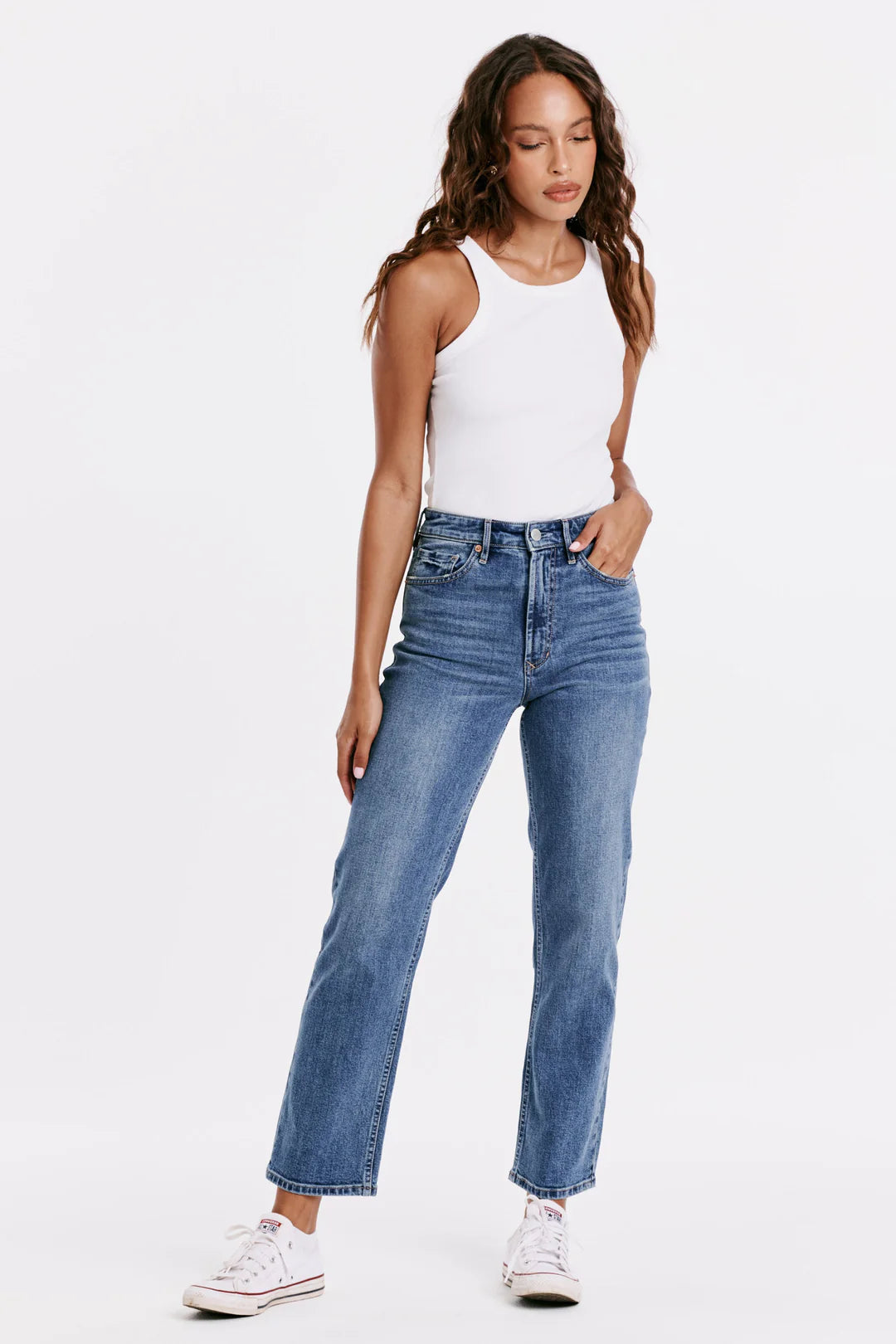 90s Super High Rise Ankle Straight Jeans I Bisbee