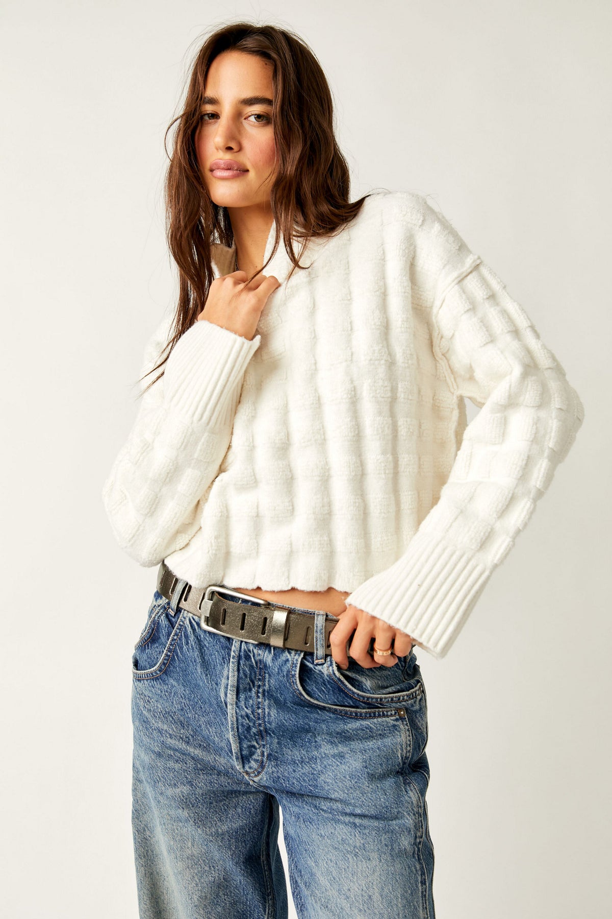 Care Free People Soul Searcher Mock Neck Sweater - Ivory