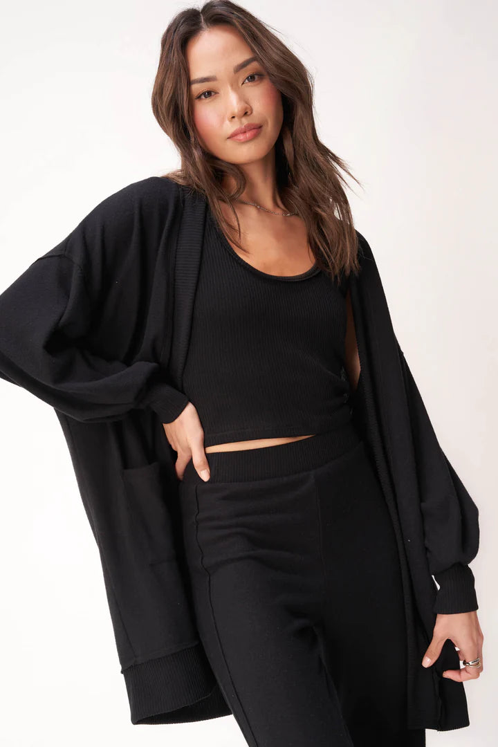 Just Relax Cozy Seamed Cardigan - Black