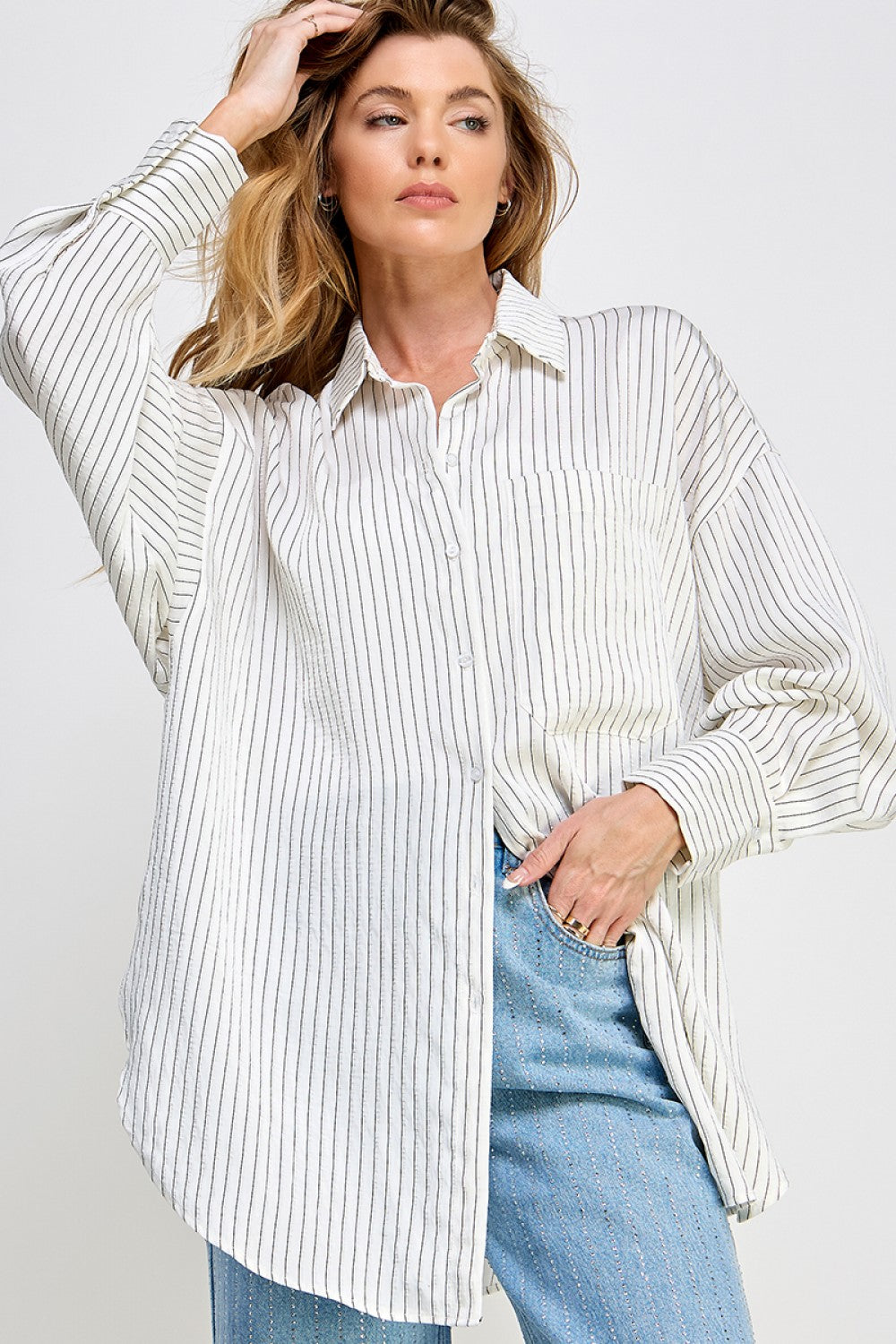 Washed Soft Feel Button Down Stripe Shirt