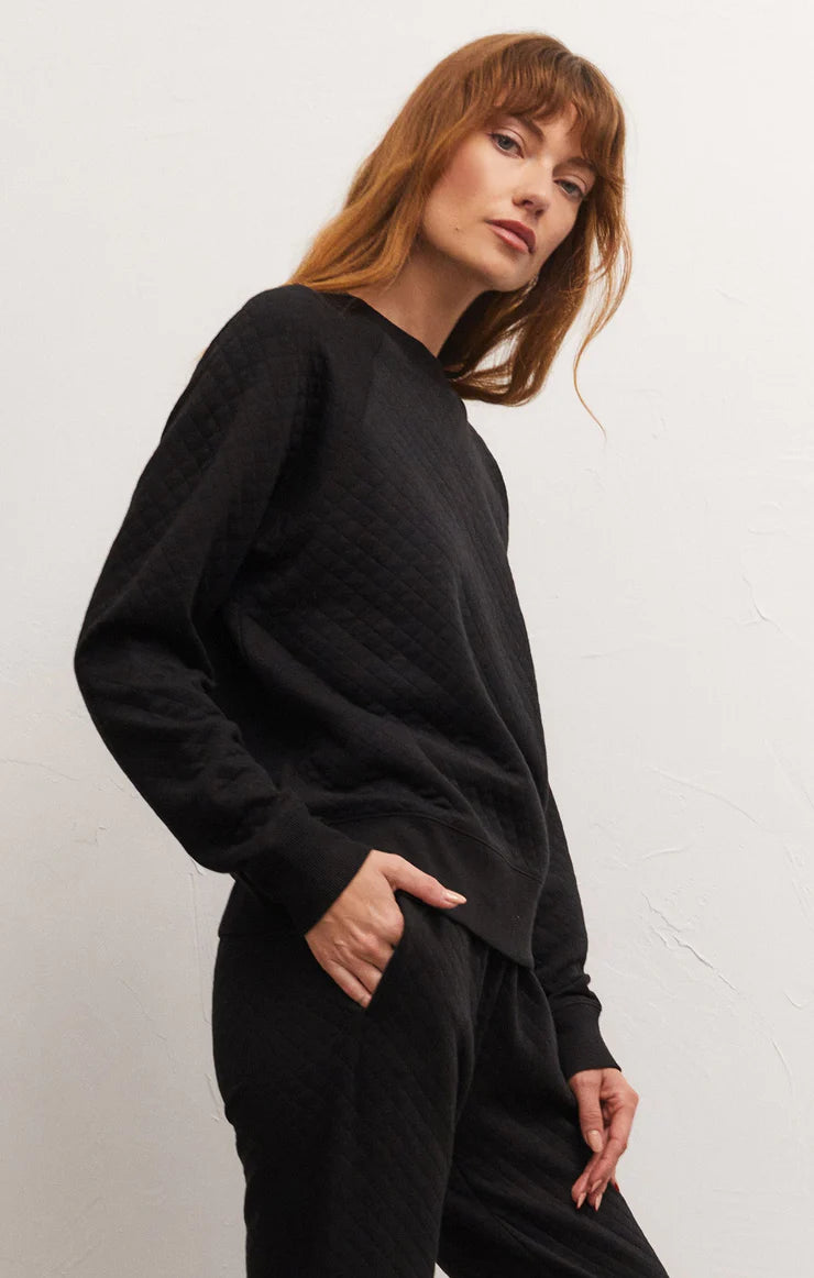 Black quilted sweatshirt best sale
