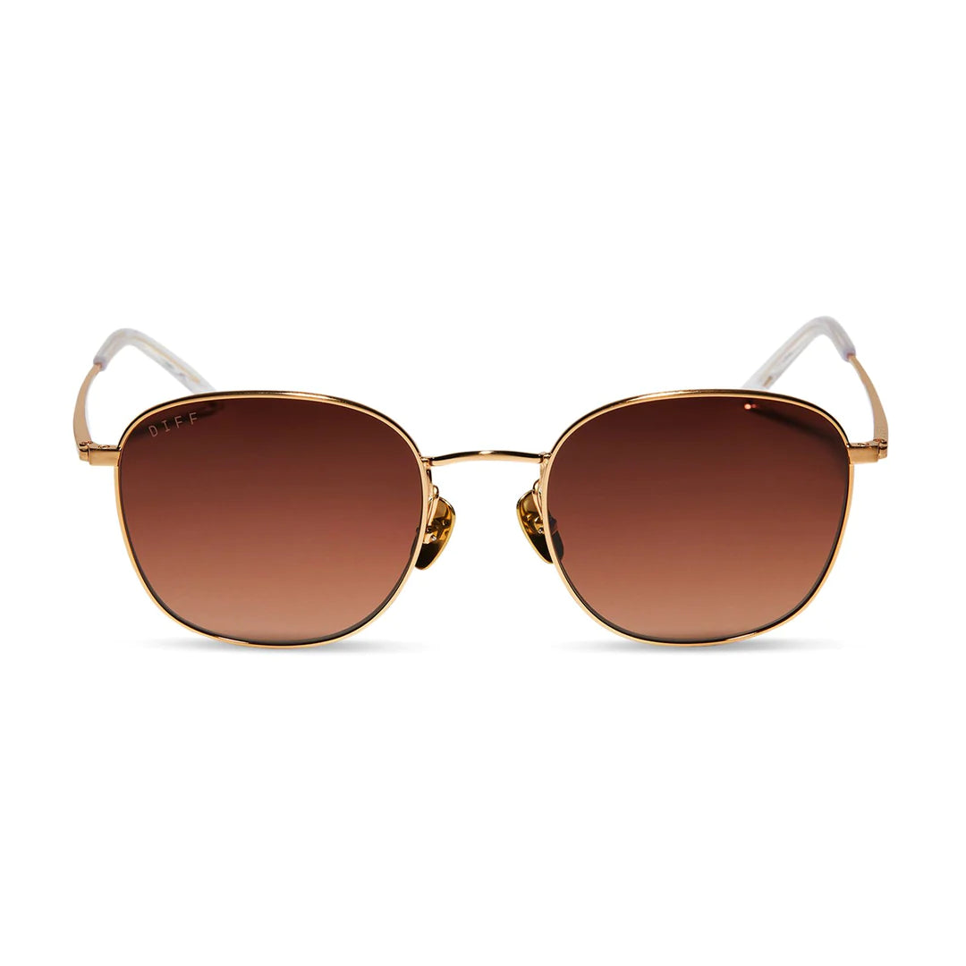 Diff Eyewear I Axel Sunglasses - Brushed Gold + Brown Gradient