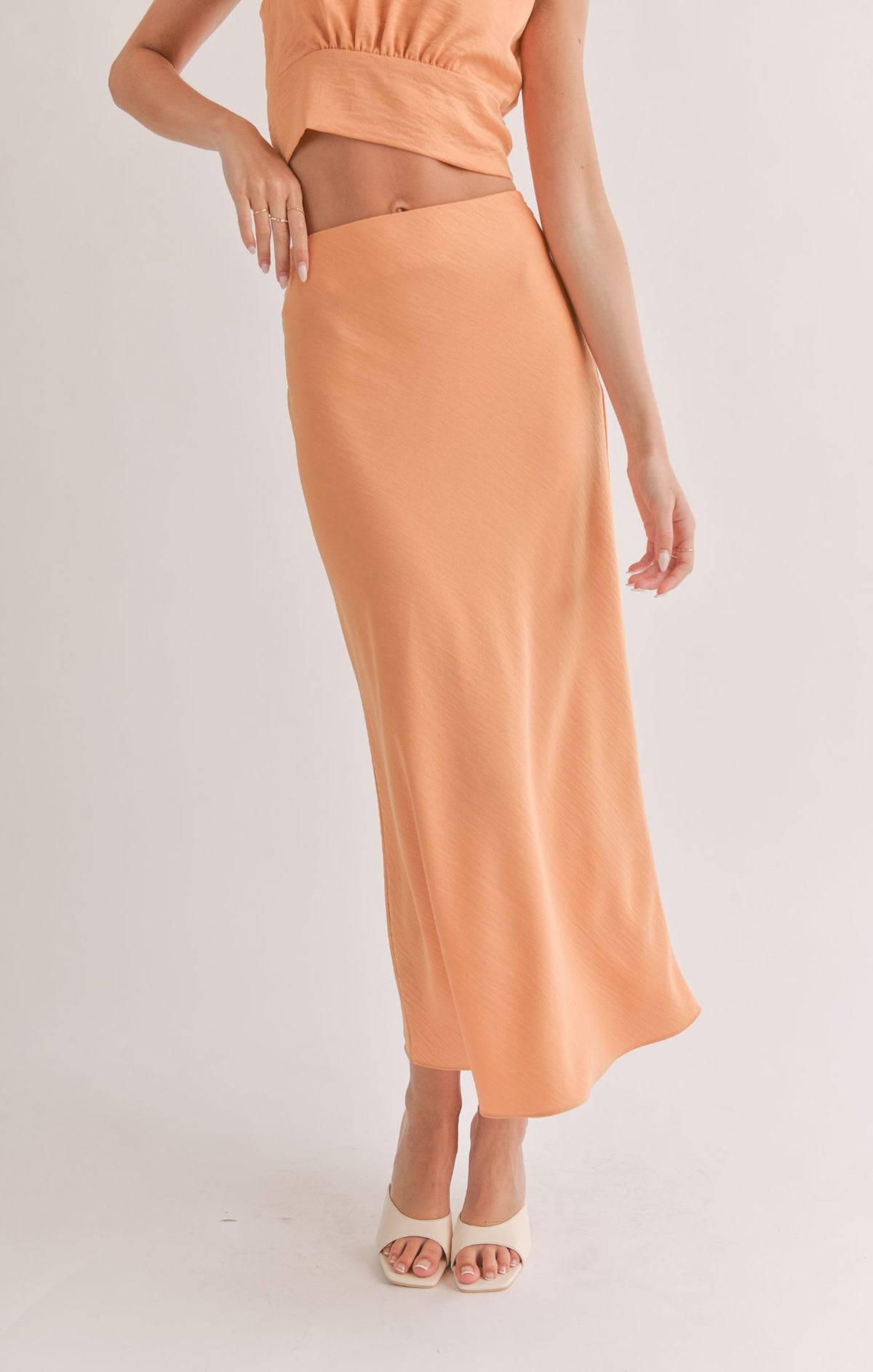 Jess Bias Midi Skirt - Apricot