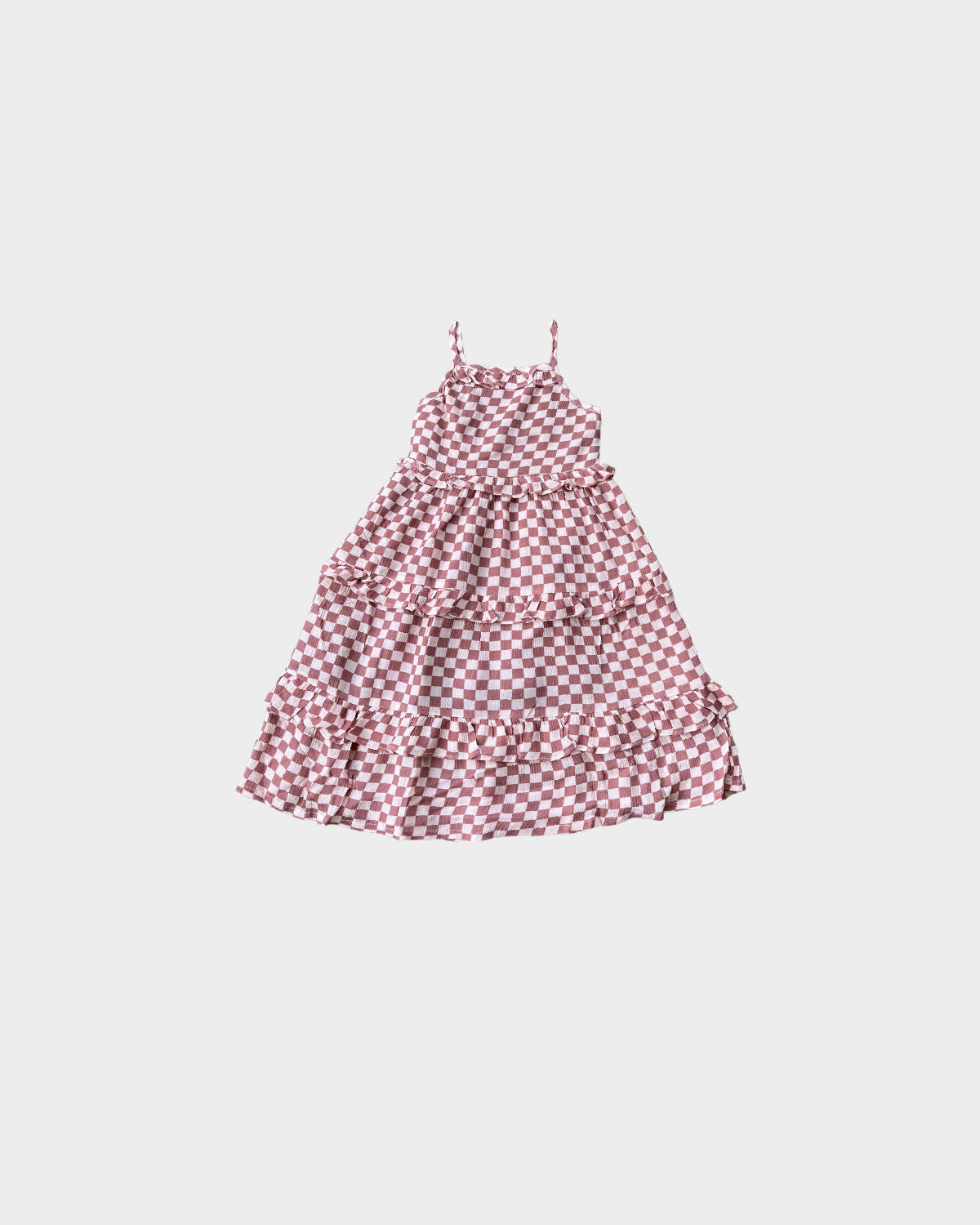 Maxi Ruffle Dress- Strawberry Checkered